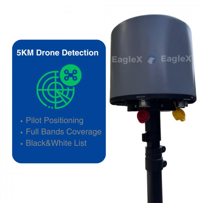 5000m 5KM 距離 DJI FPV 固定ドローン検出器 検出 360° カバー 400-6000MHz 2